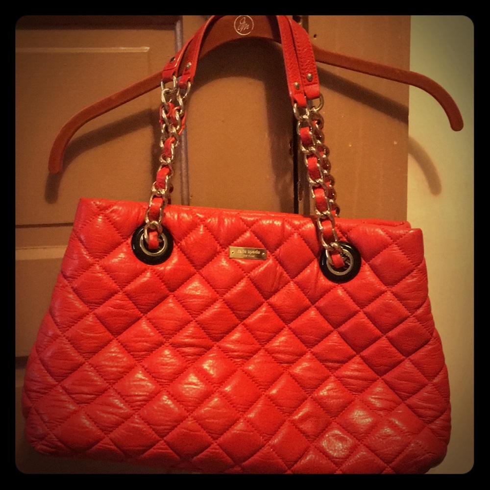 Vintage kate spade LG Red Maryanne quilted satchel